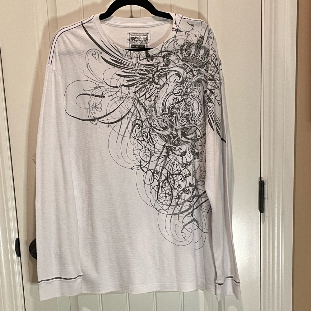 XXL Retrofit brand Mens XXL White and Black Graphic Long Sleeve Waffle Tee - Picture 7 of 7